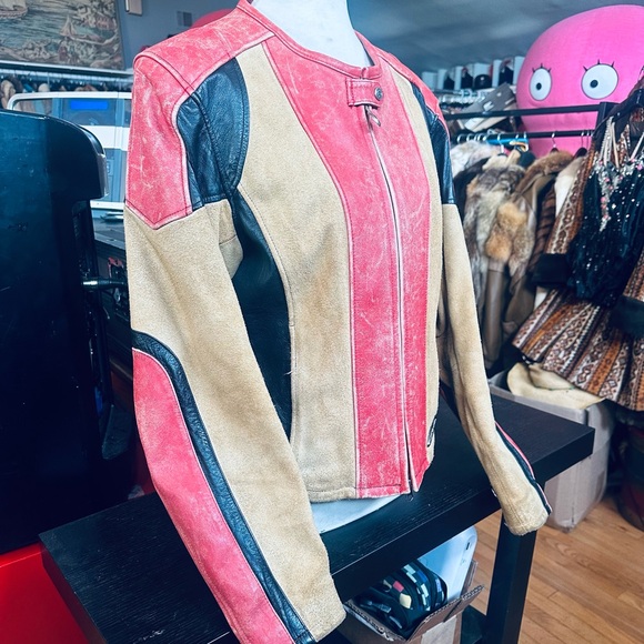 Harley Davidson Vintage RARE Suede and Leather Tri-color Riding Jacket - Picture 5 of 11